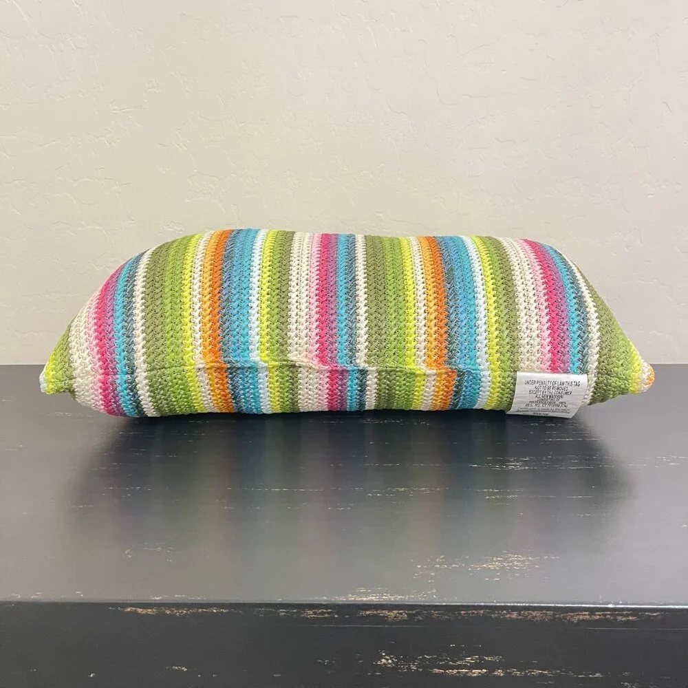 Sunglow Style Striped Woven Pillow Rectangle NWT New Colorful